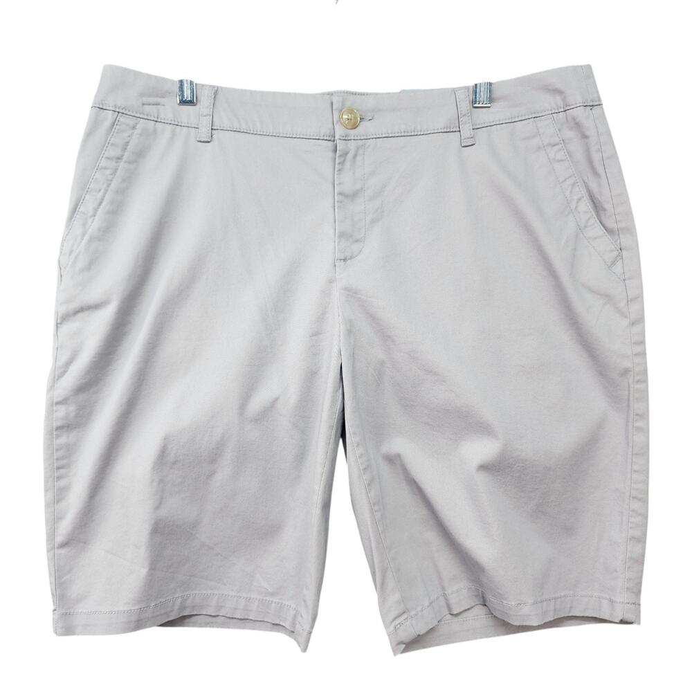 NWT Liz Claiborne Bermuda Shorts Womens 16 Gray Stretch Mid Rise Pockets - Picture 2 of 14